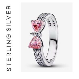 🌟 S925 Sterling Silver Sparkling Bow Double Row Ring